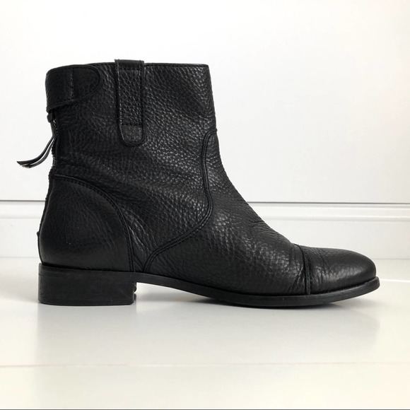 J.Crew Pebble Leather Ankle Booties Size 9 Black - Picture 4 of 9